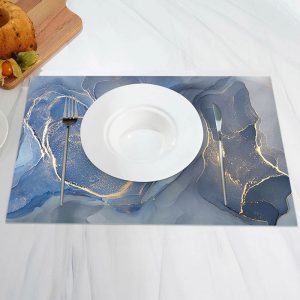 Gradient Blue Golden Abstract Set Of 4 Placemats - Aperturee