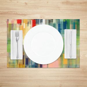 Green Colors Abstract Oil Paint Set Of 4 Placemats - Aperturee