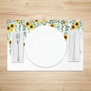 Green Leaves Yellow Sunflower Set Of 4 Placemats - Aperturee