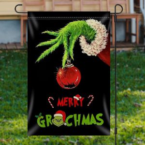 Green Monster Black Merry Christmas Garden Flag - Aperturee