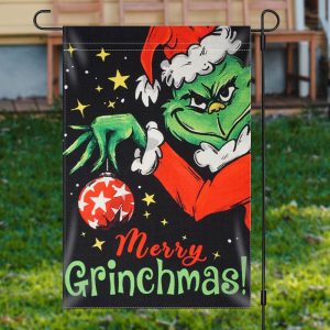 Green Monster Star Black Merry Christmas Garden Flag - Aperturee