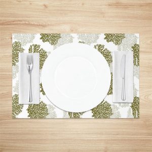 Green White Corals Modern Dining Set Of 4 Placemats - Aperturee