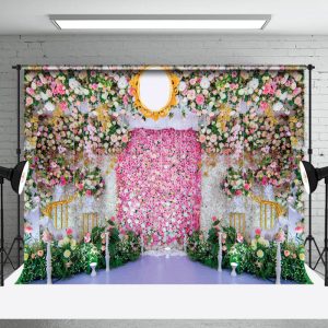 Greenery Floral Mirror Valentines Day Photo Backdrop - Aperturee