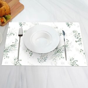 Greenery Leaves Spring Set Of 4 Placemats For Dining - Aperturee