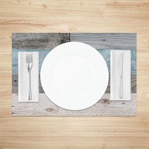 Grey Blue Wooden Textured Wall Set Of 4 Placemats - Aperturee