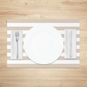 Grey White Stripes Set Of 4 Placemats For Dining - Aperturee