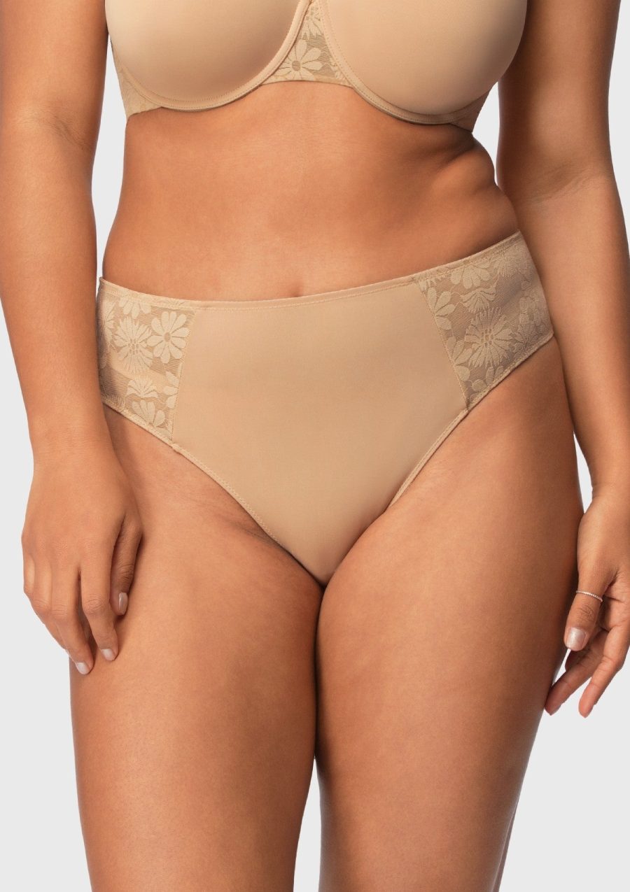 HSIA Daisy High-Rise Floral Lacy Panty-Comfort in Style - M / Natural Nude