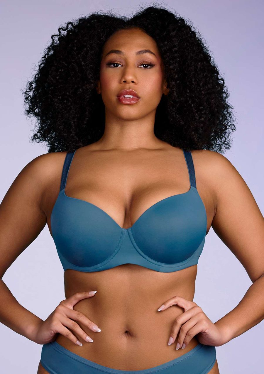 HSIA Gemma Smooth Comfy T-shirt Bra and panty Set - Teal Blue / 34 / C