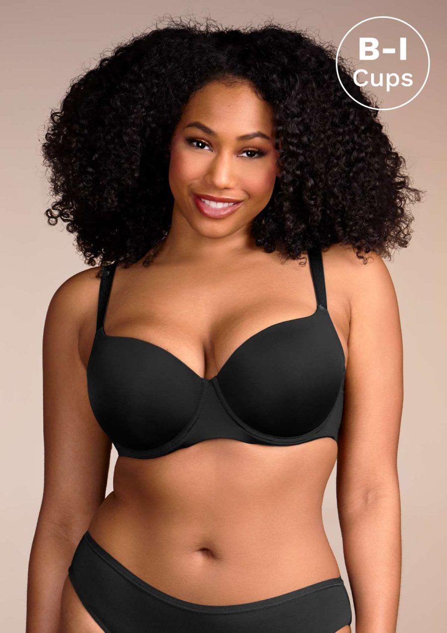 HSIA Gemma T-Shirt Bra and Panty Set - A Classic and Practical Choice - Black / 34 / C