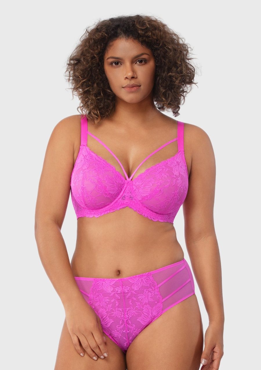 HSIA Pretty In Petals Bra - Plus Size Lingerie for Comfrot and Support - Barbie Pink / 34 / G