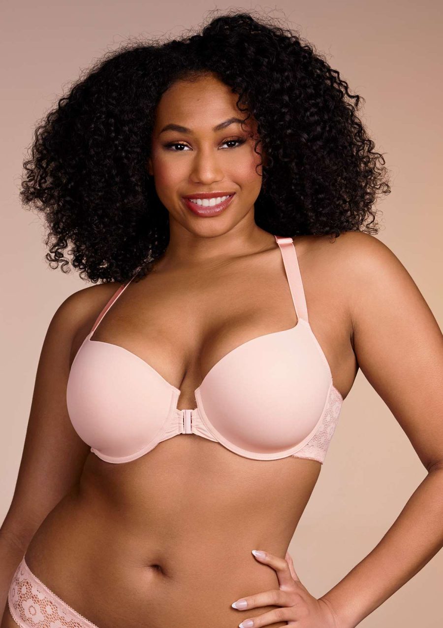 HSIA Serena Front-Close Lace Racerback Underwire Bra for Back Support - Pink / 34 / C