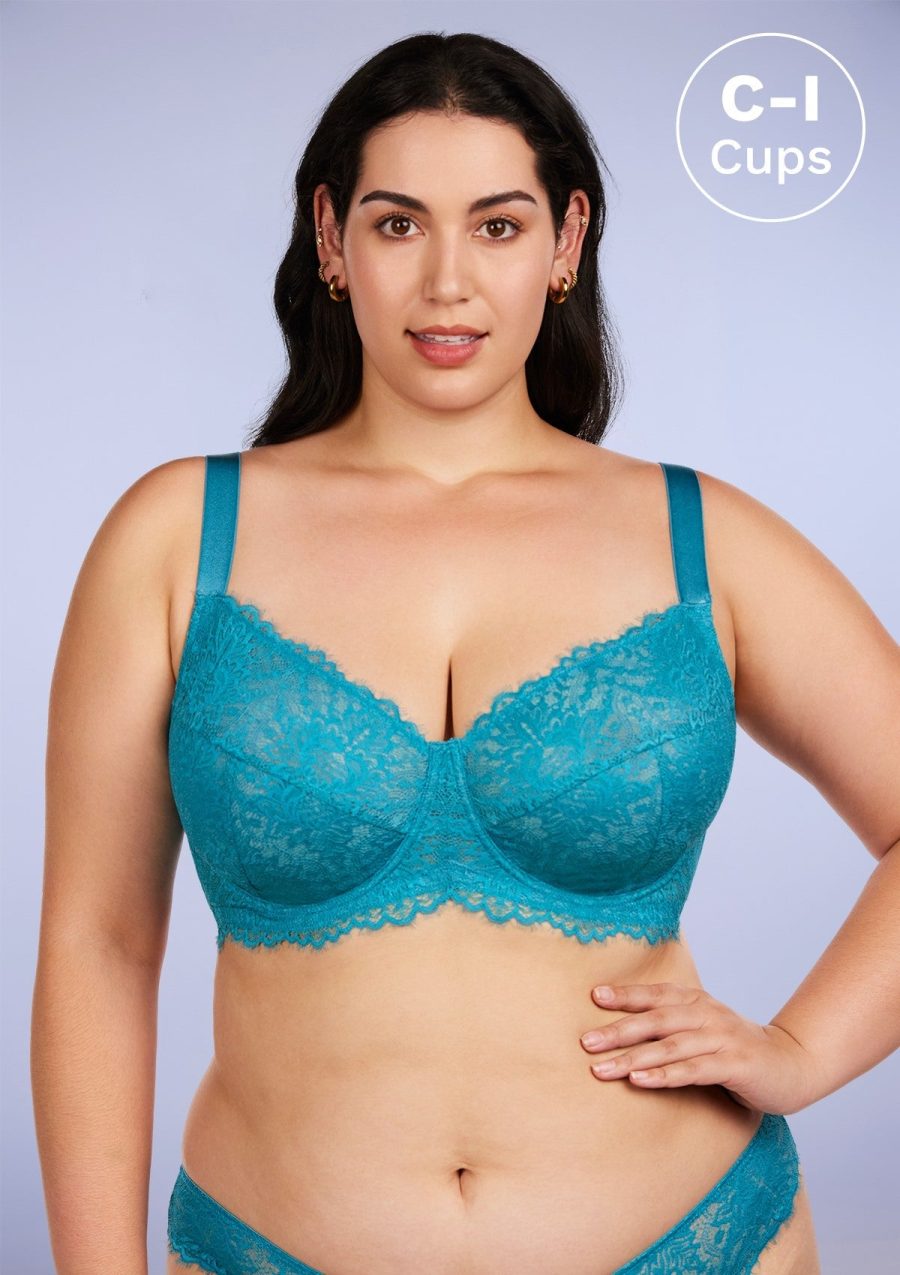 HSIA Sunflower Unlined Lace Bra: Best Bra for Wide Set Breasts - Horizon Blue / 34 / C