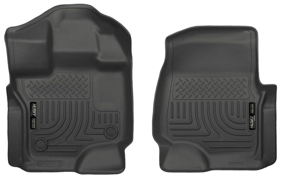 HUSKY LINERS 18361 Floor Liner; WeatherBeater; Molded Fit; Smooth Arcing Ribs/ Raised Heel Pad; Black; TPO (Thermoplastic Olefin); 2 Piece for 2015-2024 Ford F-150