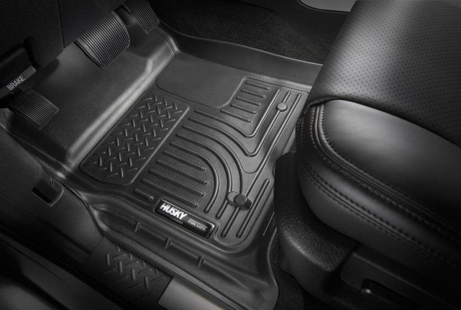 HUSKY LINERS 98781 Floor Liner; WeatherBeater; Molded Fit; Smooth Arcing Ribs/ Raised Heel Pad; Black; TPO (Thermoplastic Olefin); 3 Piece for 2015-2024 Ford Edge
