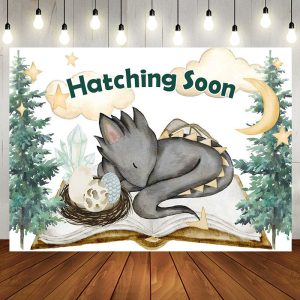 Hatching Soon Dragon Pines Baby Shower Backdrop - Aperturee