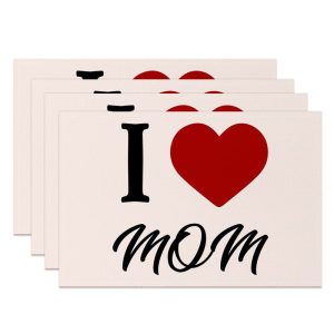 Heart Beige Simple Mothers Day Set Of 4 Placemats - Aperturee