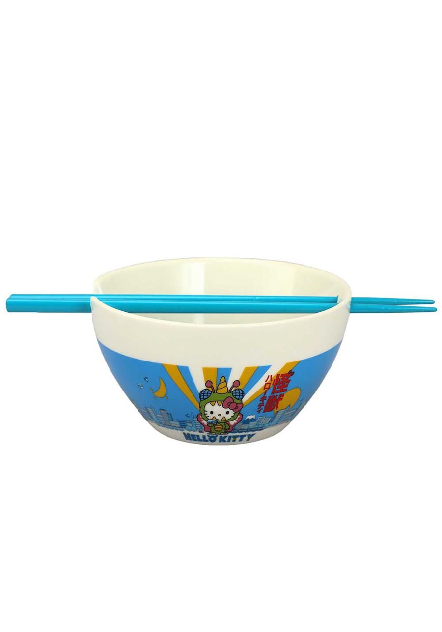 Hello Kitty Kaiju Ceramic Bowl with Chopsticks