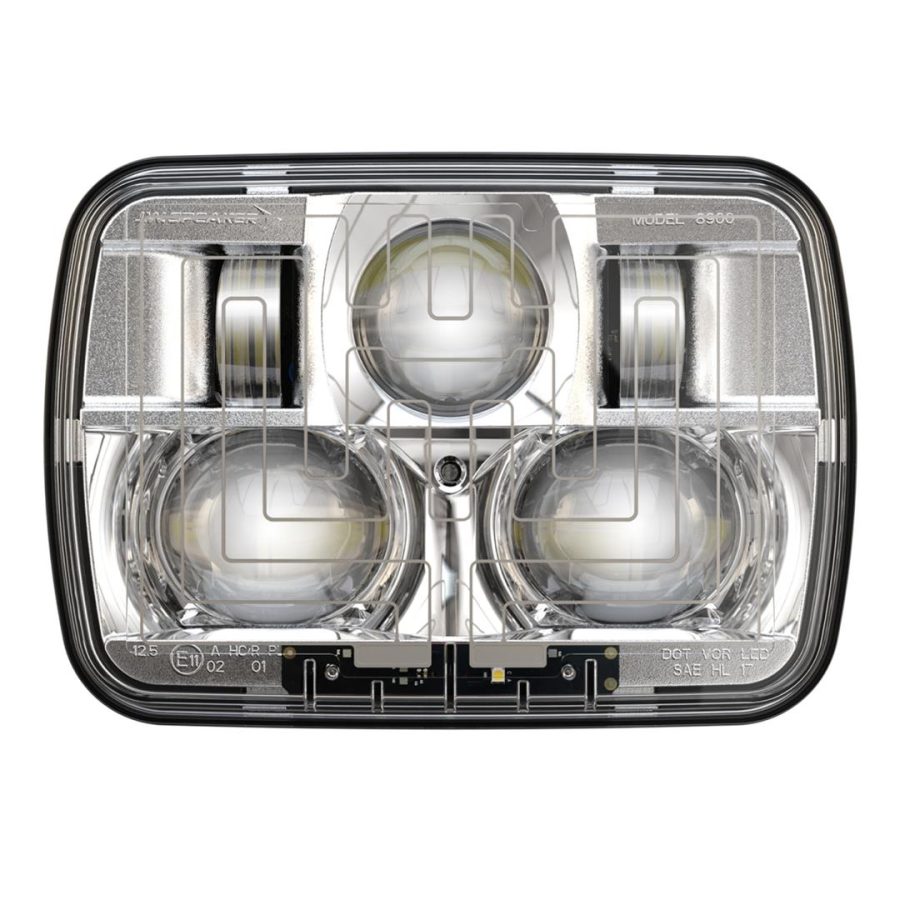 JW SPEAKER 554461 12-24V DOT/ECE LED RHT High & Low Beam Heated Headlight with Chrome Inner Bezel