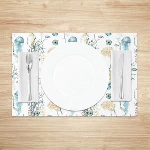 Jellyfish Corals Starfish Repeat Set Of 4 Placemats - Aperturee