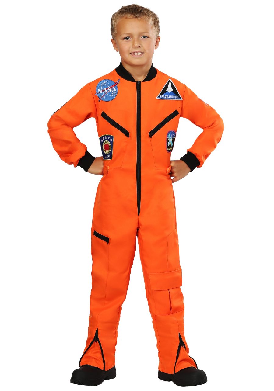 Kid's Orange Astronaut Jumpsuit Costume