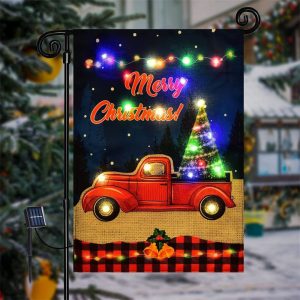 LED Red Truck Christmas Yard Flag For Outdoor Decor - Aperturee