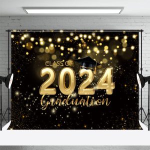 Light Bokeh Class Of 2024 Grad Photo Backdrop - Aperturee