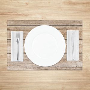 Light Brown Wood Fabric Dining Set Of 4 Placemats - Aperturee