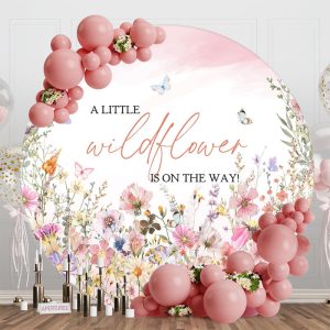 Little Wildflower Spring Round Baby Shower Backdrop - Aperturee