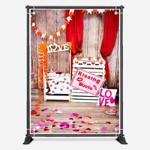 Love Kissing Booth Wooden Valentines Day Backdrop - Aperturee