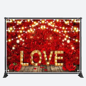 Love Light Rose Wood Floor Valentines Day Backdrop - Aperturee