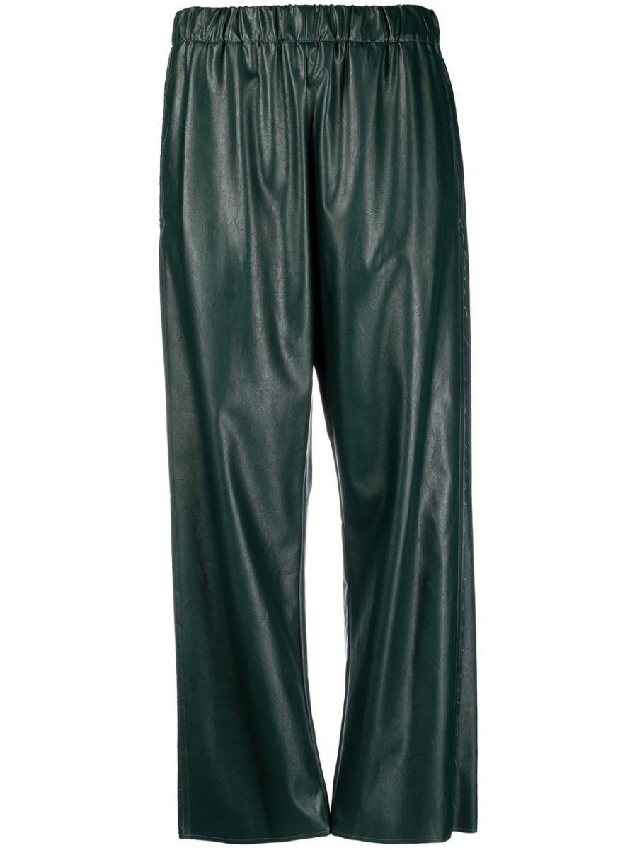 MAISON MARGIELA MM6 WOMEN Cropped Faux Leather Trousers Poison Green