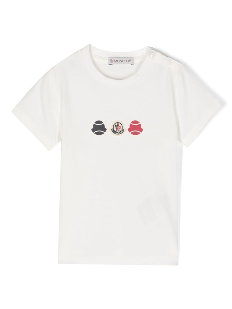 MONCLER BABY Boys Logo-Patch Stretch-Cotton T-Shirt White