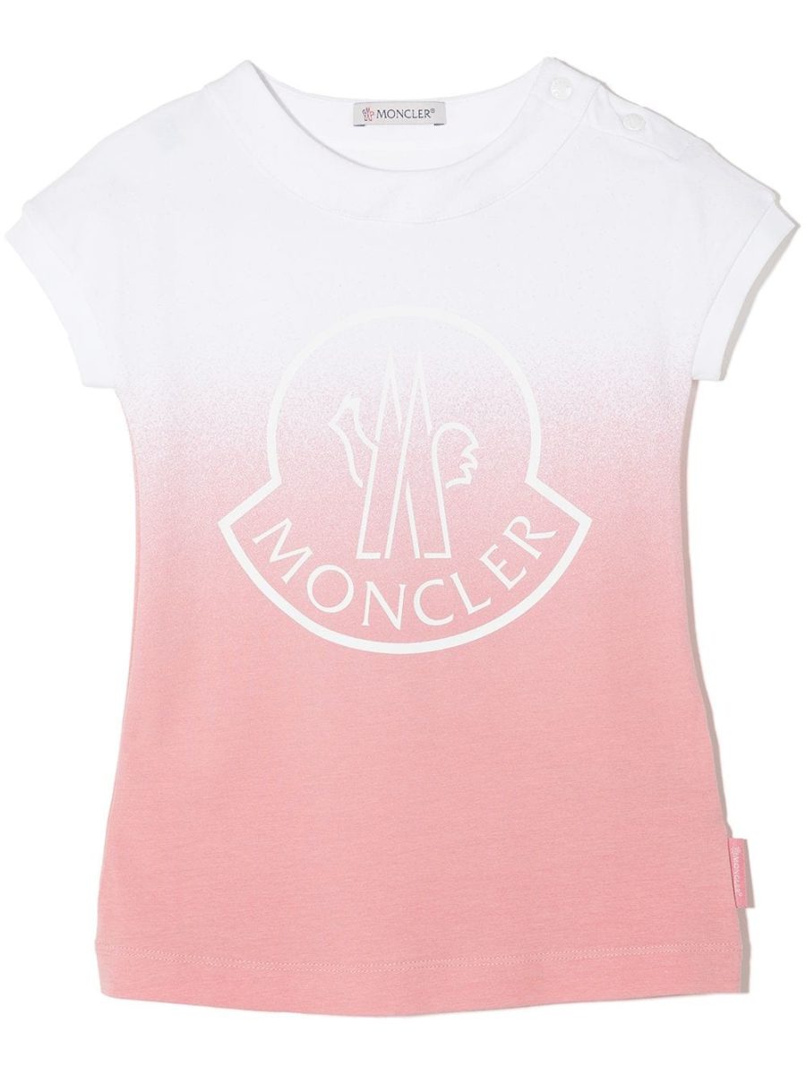 MONCLER BABY Gradient Effect T-Shirt Pink White