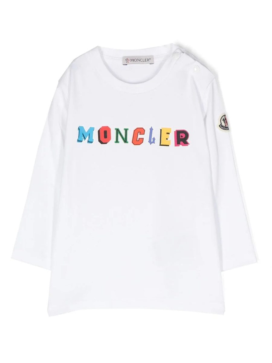 MONCLER BABY Logo Font Print T-Shirt White