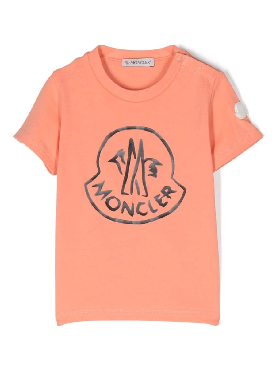 MONCLER BABY Logo Print T-Shirt Orange Black