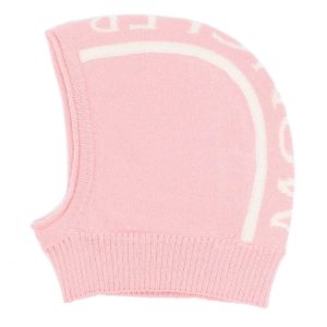 MONCLER BABY Logo-knit Chin-strap Hat Pink