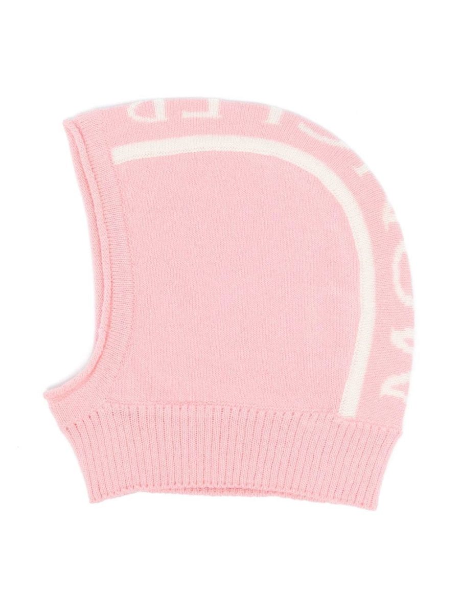 MONCLER BABY Logo-knit Chin-strap Hat Pink