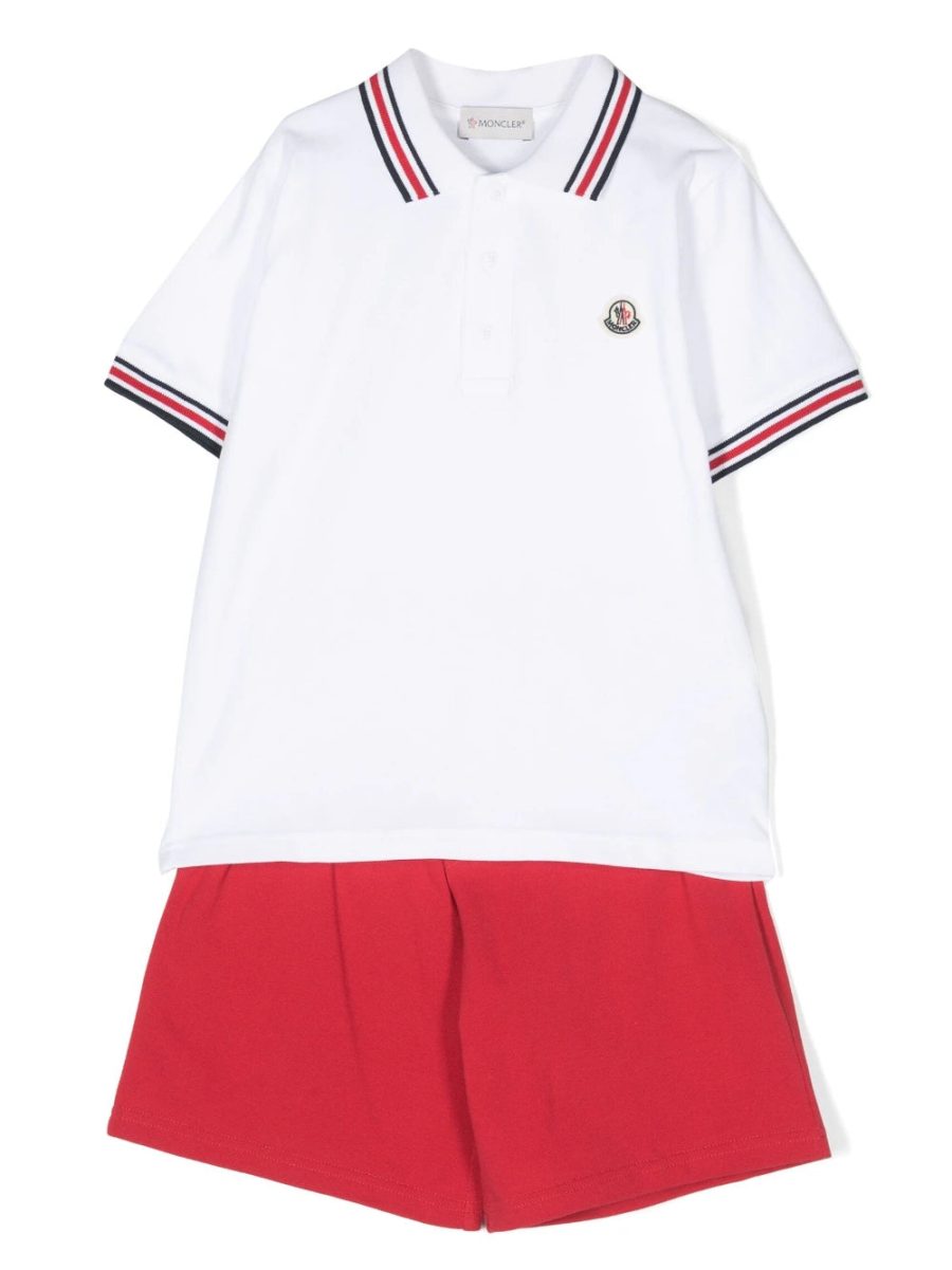 MONCLER KIDS Logo-Detail Cotton Tracksuit Set White Red