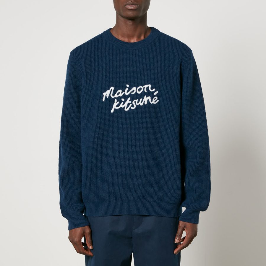 Maison Kitsuné Handwriting Waffle-Knit Wool Jumper - L