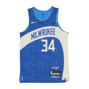 Men's Basketball Tank Top Nba City Edition 2023/24 Adv Authentic Jersey No 34 Giannis Antetokounmpo Milbuc Photo Blue