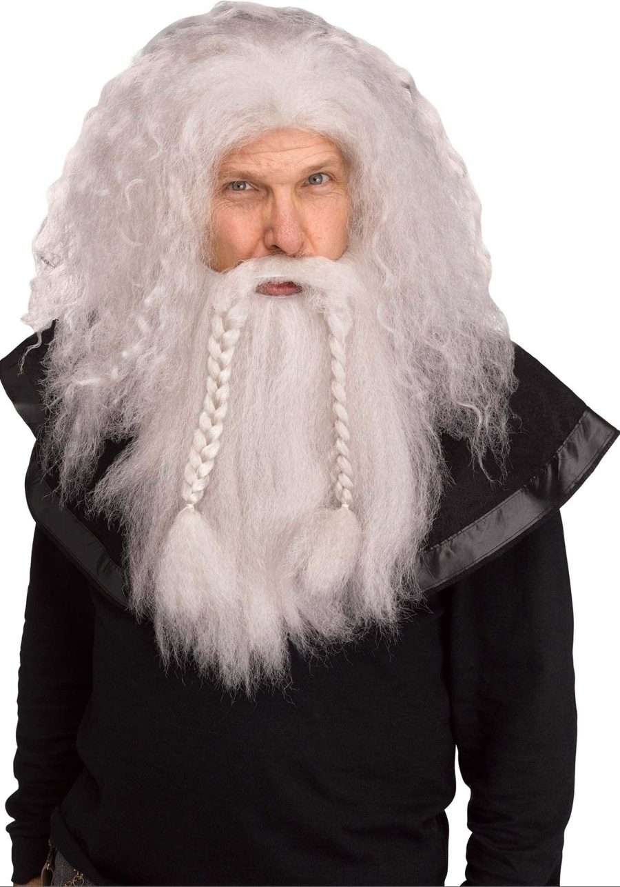Men's Gray Wizard Wig and Beard Set