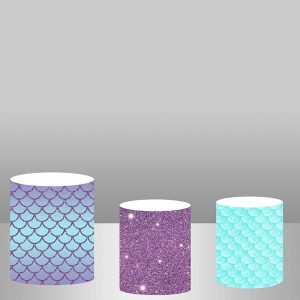 Mermaid Theme Glitter Backdrop Plinth Cylinder Cover Kit