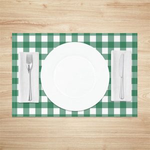 Modern Green White Plaid Dining Set Of 4 Placemats - Aperturee