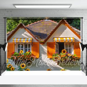 Modern House Sunflower Spring Window Photo Backdrop - Aperturee