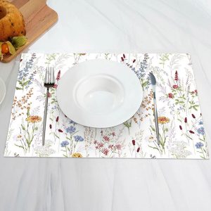 Modern Pretty Colorful Flowers Set Of 4 Placemats - Aperturee