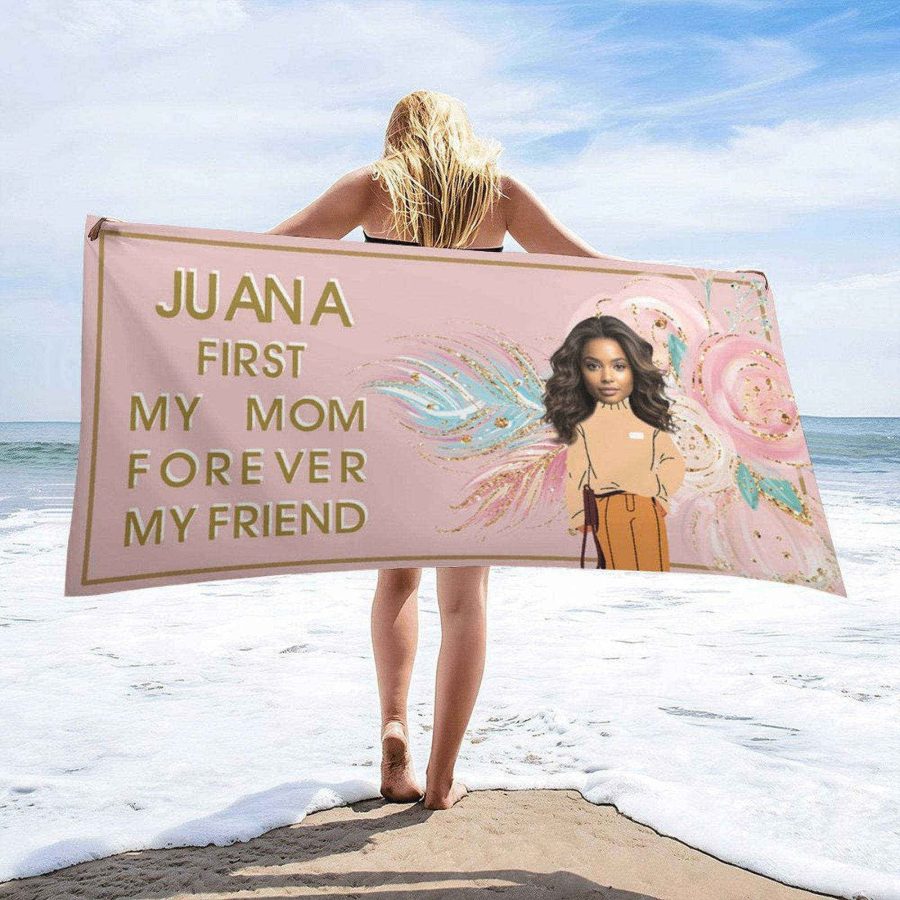 Mom Forever Friend Custom Photo Beach Towel For Gift - Aperturee