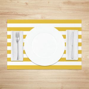 Mustard Yellow And White Stripe Set Of 4 Placemats - Aperturee