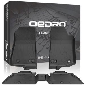 OEDRO? Floor Mats for 2018-2022 Jeep Wrangler JL JLU 4-Door, Black TPE All Weather Guard Full Set Liners