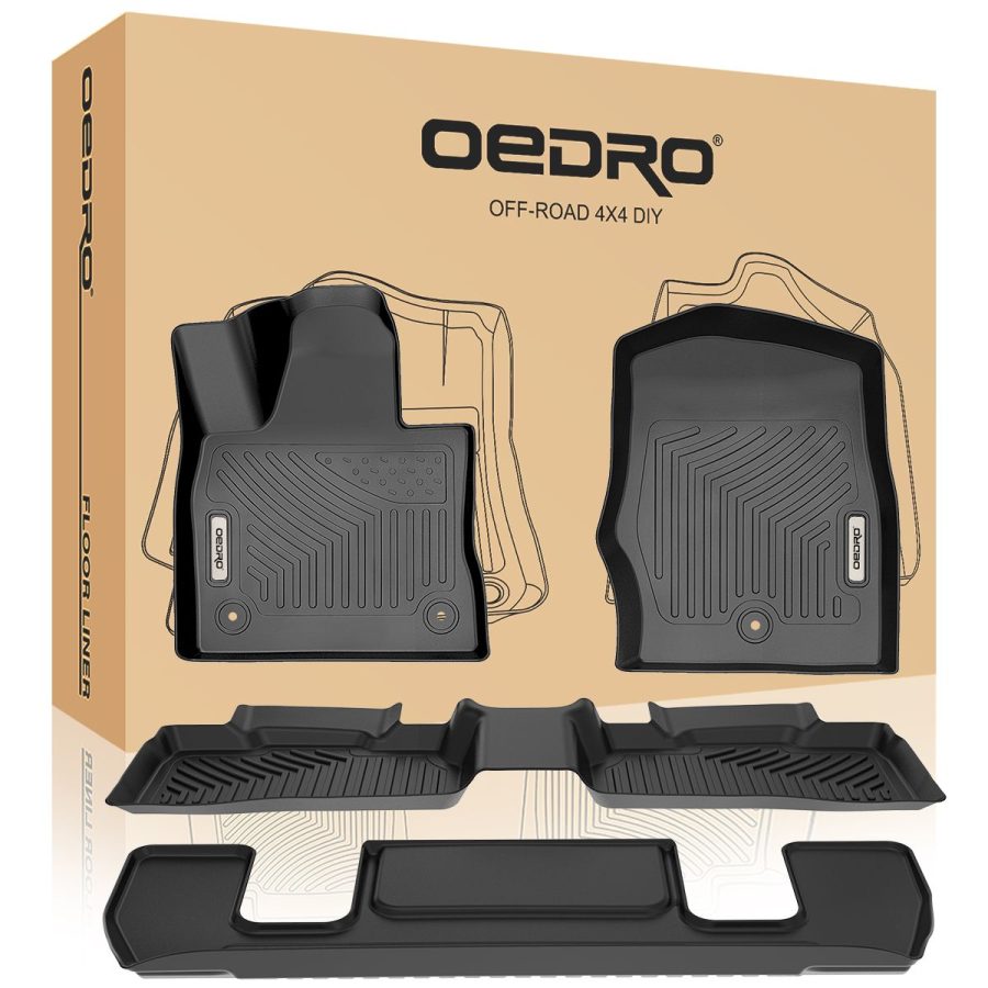 OEDRO? Floor Mats for 2020-2022 Ford Explorer 6 Passenger, Black TPE All-Weather Guard Full Set Liners