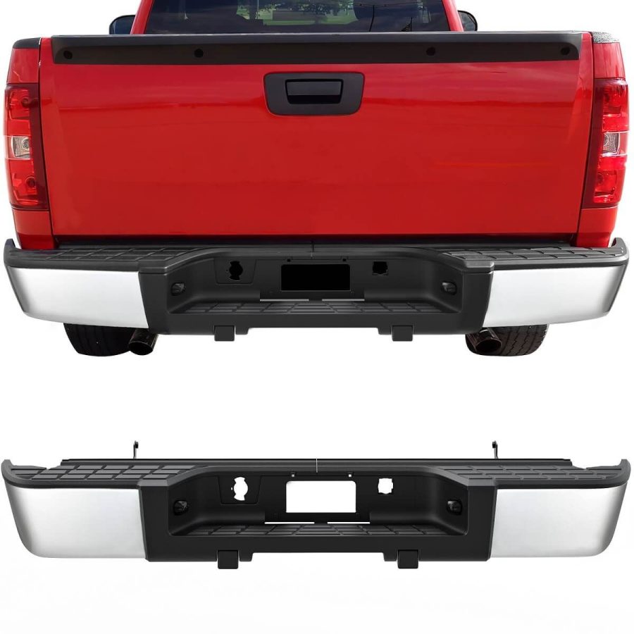 OEDRO Rear Step Bumper for 2007-2013 Chevy Silverado 1500 & GMC Sierra 1500 (2007 New Body Style Only) w/o Sensor Holes